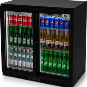 Outdoor Bar Bottle Cooler 2 Sliding Doors (Black)-Bar Fridge, Beer Cooler, Wine Cooler Under counter bottle cooler-Outdoor Bottle Cooler
