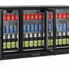 Back Bar Bottle Cooler 3 Door Hinged (Black)